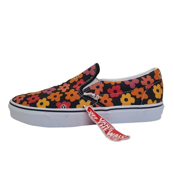 VANS Classic Slip On Flower Black Multi Skate Shoe Canvas Sneakers Men's 11 - Picture 1 of 9